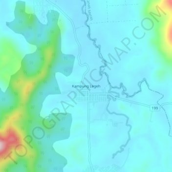 Carte topographique Kampung Legeh, altitude, relief