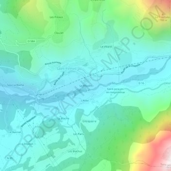 Carte topographique Le Moulin, altitude, relief