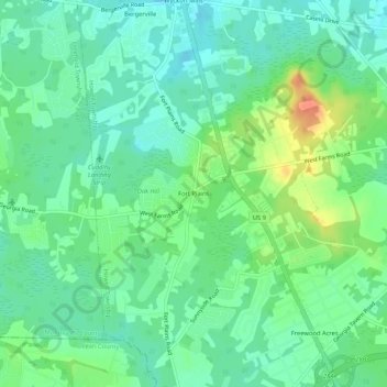 Carte topographique Fort Plains, altitude, relief