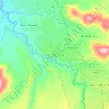 Carte topographique Virgen de Chapi, altitude, relief