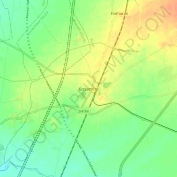 Carte topographique Kosamba, altitude, relief
