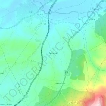 Carte topographique Serrazina, altitude, relief