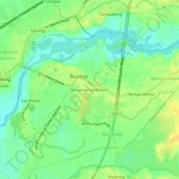 Carte topographique Margarita Subdivision, altitude, relief
