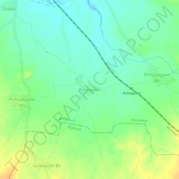 Carte topographique Achegaon, altitude, relief