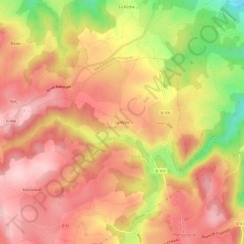 Carte topographique La Mûre, altitude, relief