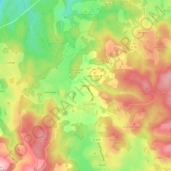 Carte topographique Chemin, altitude, relief