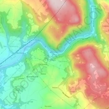 Carte topographique Stifone, altitude, relief