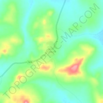 Carte topographique Diguili, altitude, relief