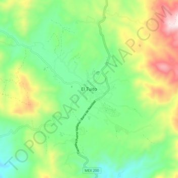 Carte topographique El Tuito, altitude, relief