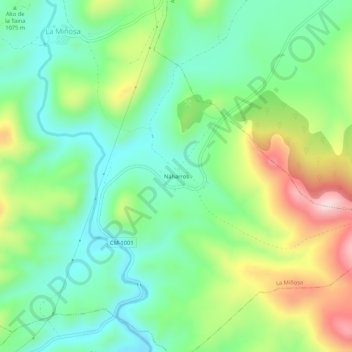 Carte topographique Naharros, altitude, relief