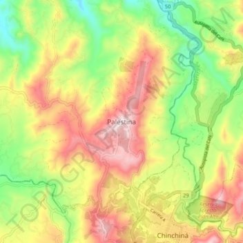 Carte topographique Palestina, altitude, relief