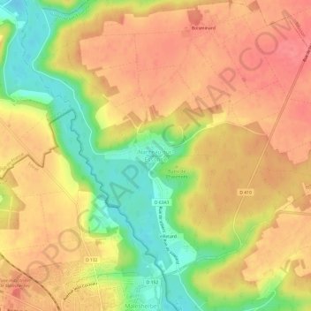 Carte topographique Nanteau-sur-Essonne, altitude, relief