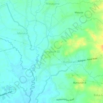 Carte topographique Bunsuran Ⅲ, altitude, relief