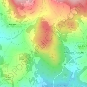 Carte topographique Kratzer, altitude, relief