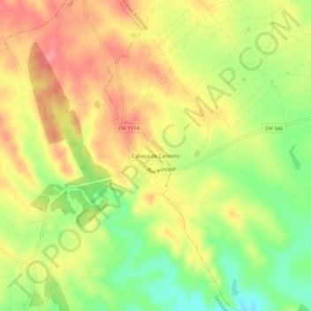 Carte topographique Cabeça de Carneiro, altitude, relief