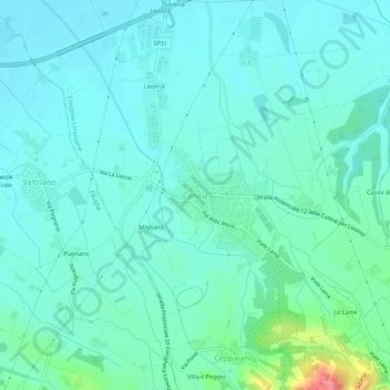 Carte topographique Cenaia, altitude, relief