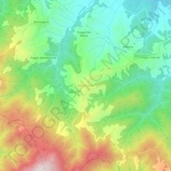 Carte topographique Moncioni, altitude, relief
