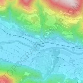 Carte topographique Jenig, altitude, relief