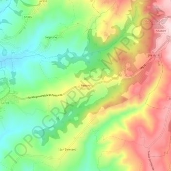 Carte topographique Petroro, altitude, relief
