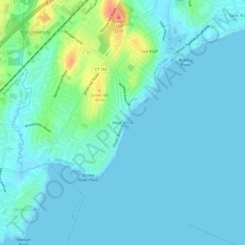Carte topographique West Shore, altitude, relief