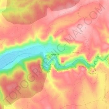 Carte topographique Pelegrina, altitude, relief