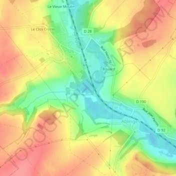 Carte topographique Communes, altitude, relief