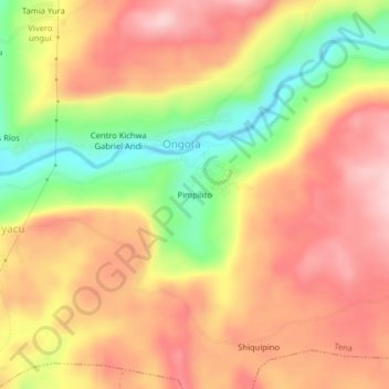 Carte topographique Pimpilito, altitude, relief