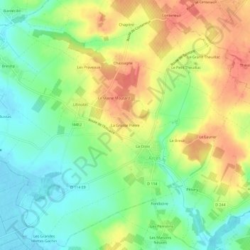 Carte topographique La Grosse Pierre, altitude, relief
