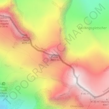 Carte topographique Pollux, altitude, relief