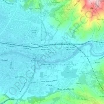 Carte topographique Rovezzano, altitude, relief