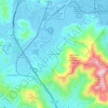 Carte topographique Santa Venetia, altitude, relief