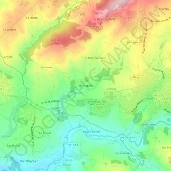 Carte topographique Hurongues, altitude, relief