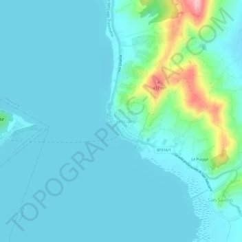 Carte topographique San Feliciano, altitude, relief