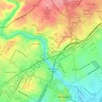 Carte topographique Augustine, altitude, relief