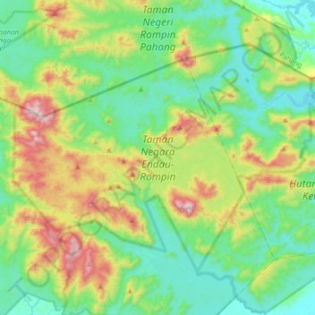 Carte topographique Endau Rompin National Park, altitude, relief