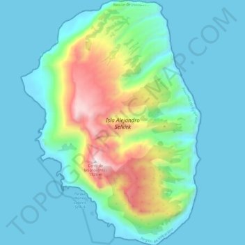 Carte topographique Isla Alejandro Selkirk, altitude, relief