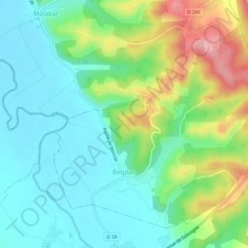 Carte topographique Betplan, altitude, relief