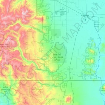 Carte topographique Conejos County, altitude, relief