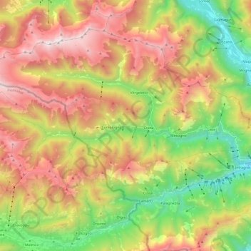 Carte topographique Isorno, altitude, relief
