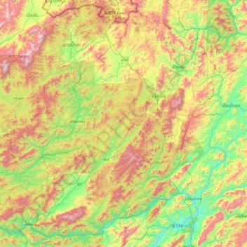 Carte topographique Oudômxai, altitude, relief