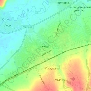 Carte topographique Куеда, altitude, relief