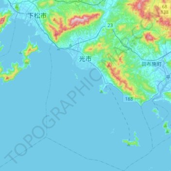 Carte topographique Hikari, altitude, relief