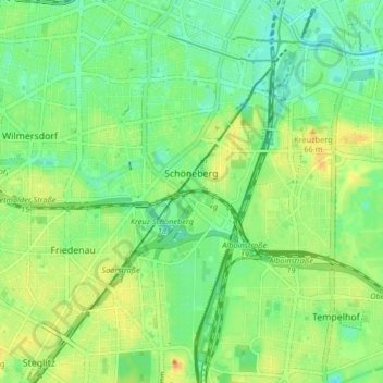 Carte topographique Schöneberg, altitude, relief