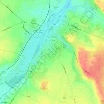 Carte topographique Saint-Pierre-sur-Dives, altitude, relief