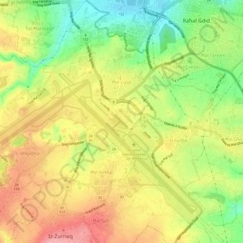 Carte topographique Luqa, altitude, relief