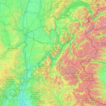 Carte topographique Rhône-Alpes, altitude, relief