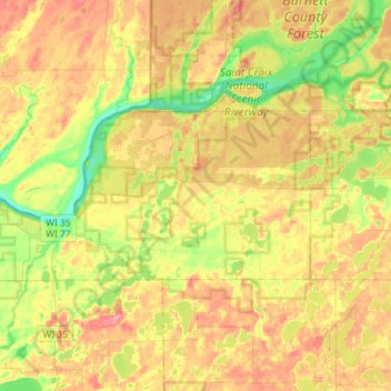 Carte topographique Town of Swiss, altitude, relief