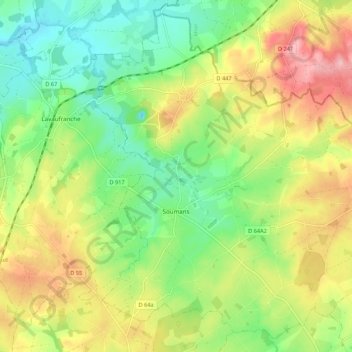 Carte topographique Soumans, altitude, relief