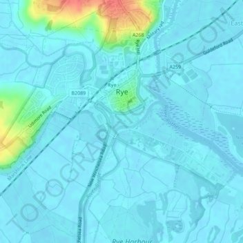 Carte topographique Rye, altitude, relief