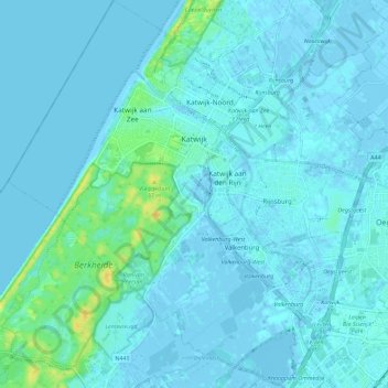 Carte topographique Katwijk, altitude, relief